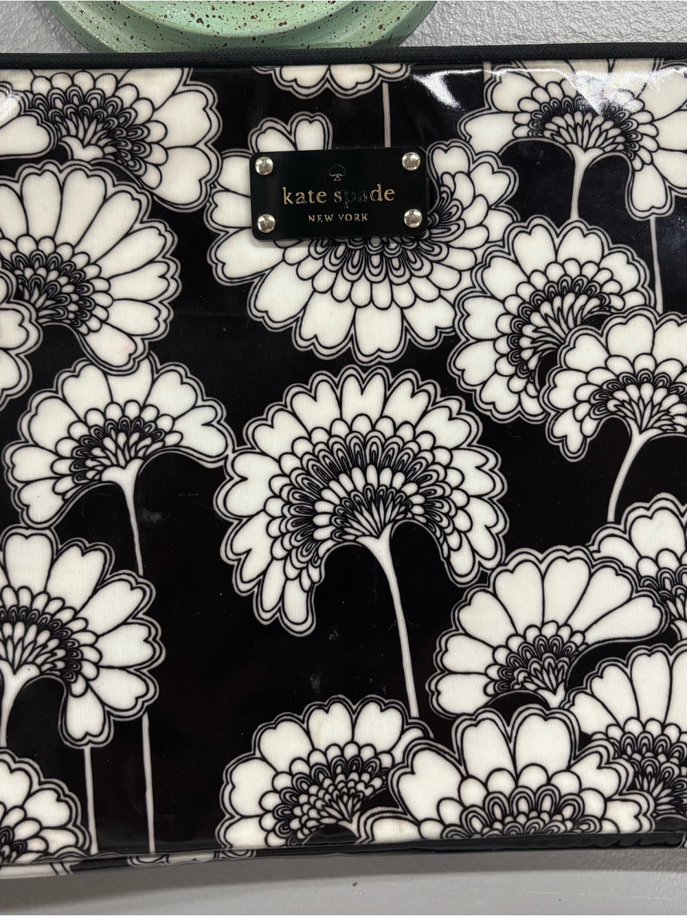 Kate Spade Black and White Floral Laptop Sleeve